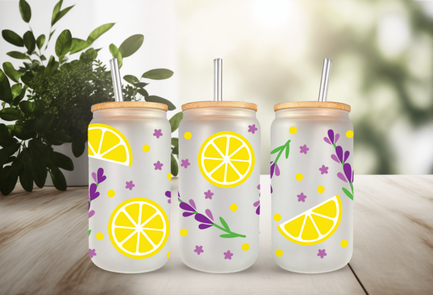 UVDTF Lemons or Lavender for 16oz Can Glass Mug Tumbler, Ready to Apply, Permanent Waterproof Adhesive