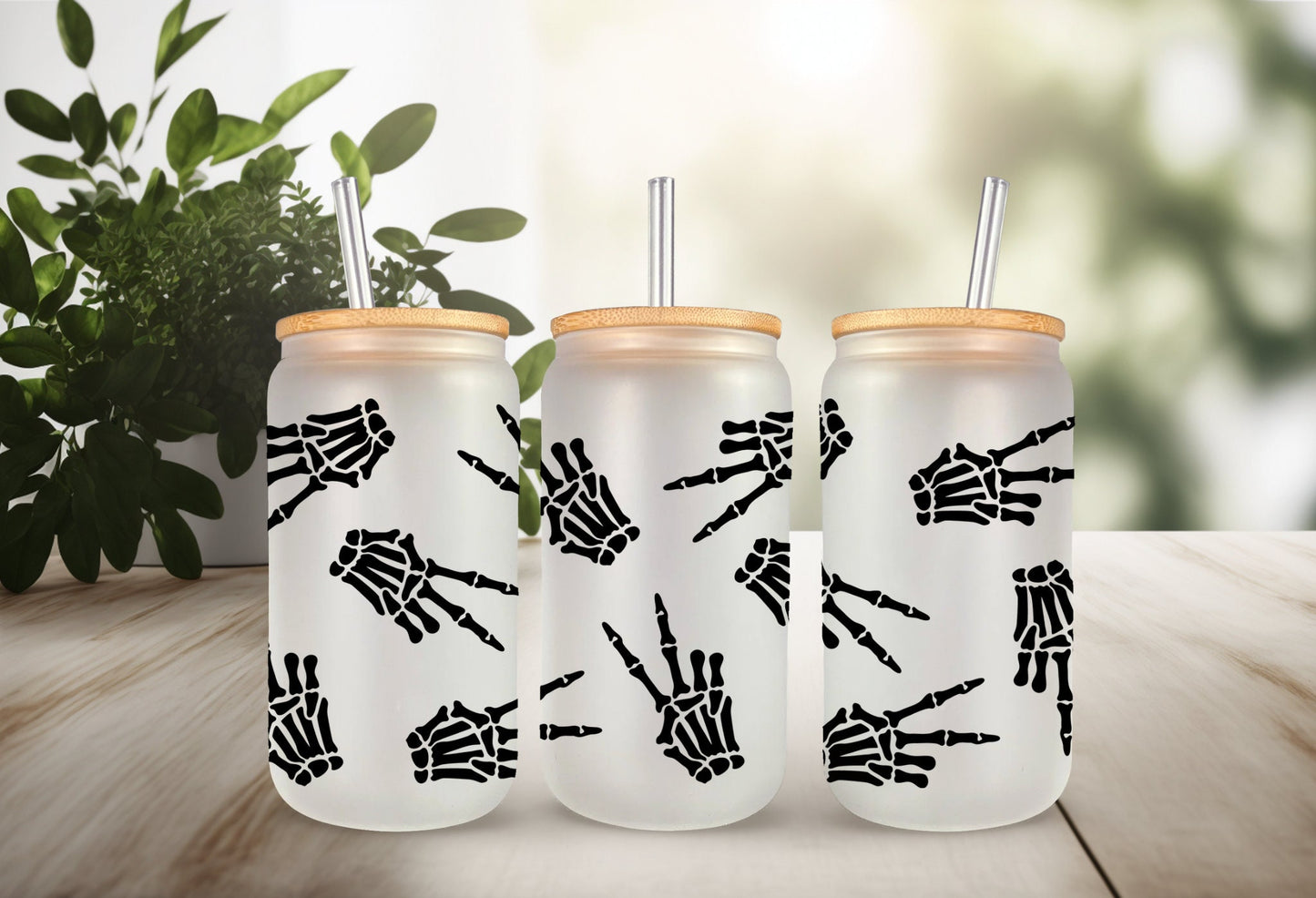 UVDTF Wrap Halloween Skeleton Hands Peace