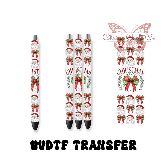 UVDTF Pen Wrap Christmas Girly, Christmas Santa Wrap, Ready to Apply, Permanent Waterproof Adhesive