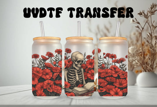 UVDTF Wrap Skeleton Reading Books Floral