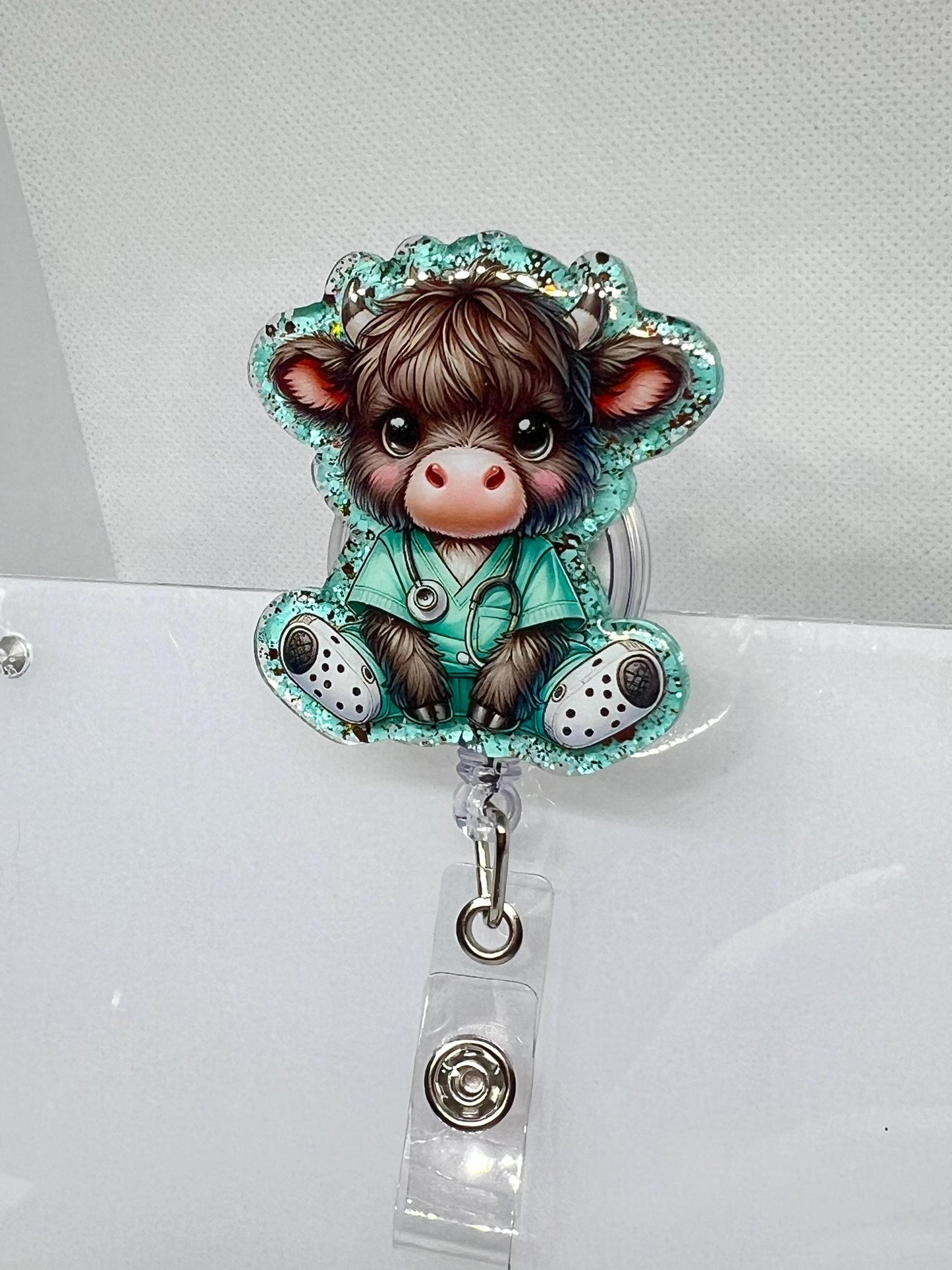 Highland Cow Nurse Acrylic Blank Decal Set, DIY Badge Reels, Medical Blank UVDTF sticker, Unfinished Badge Reel, Badge Reel Blanks