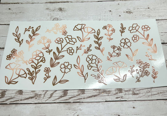 UVDTF Wrap Boho Wild Flowers for 16oz Can Glass Mug Tumbler, Ready to Apply, Permanent Waterproof Adhesive, Double Sided Print Option