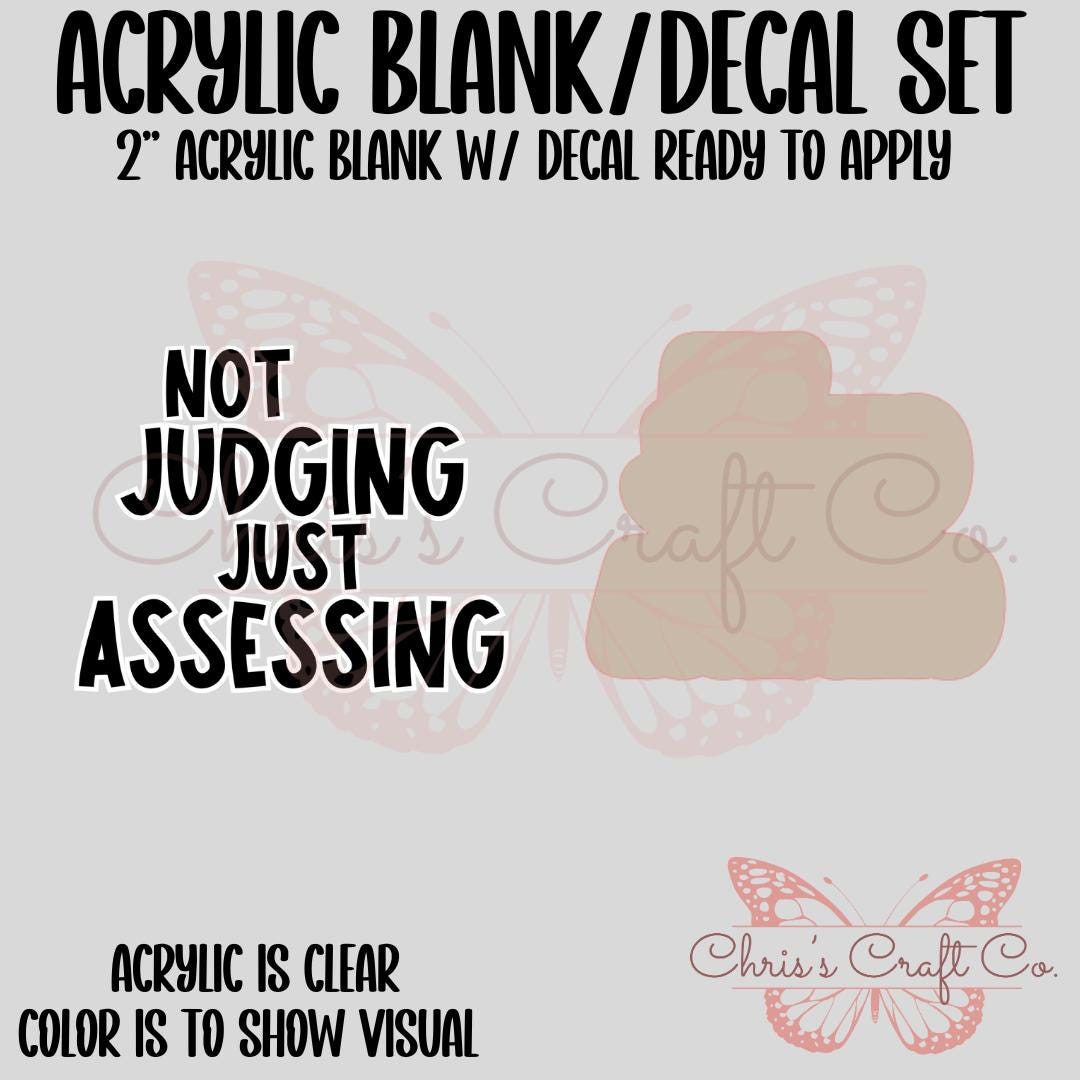 Sarcastic Saying Acrylic Blank Decal Set, DIY Badge Reels, Not Judging Just Assessing, Blank and UVDTF sticker, Unfinished Badge Reel