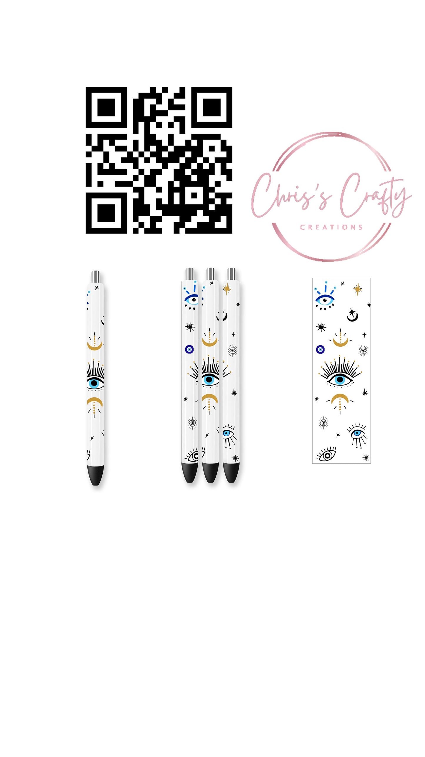 UVDTF Pen Wrap Blue Evil Eye, Ready to Apply, Permanent Waterproof Adhesive