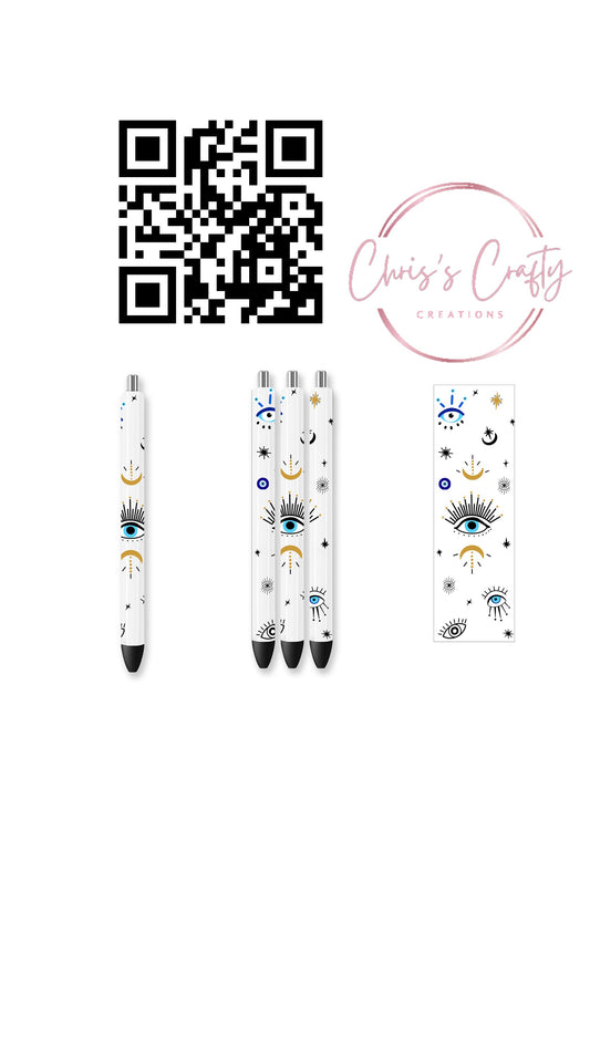 UVDTF Pen Wrap Blue Evil Eye, Ready to Apply, Permanent Waterproof Adhesive