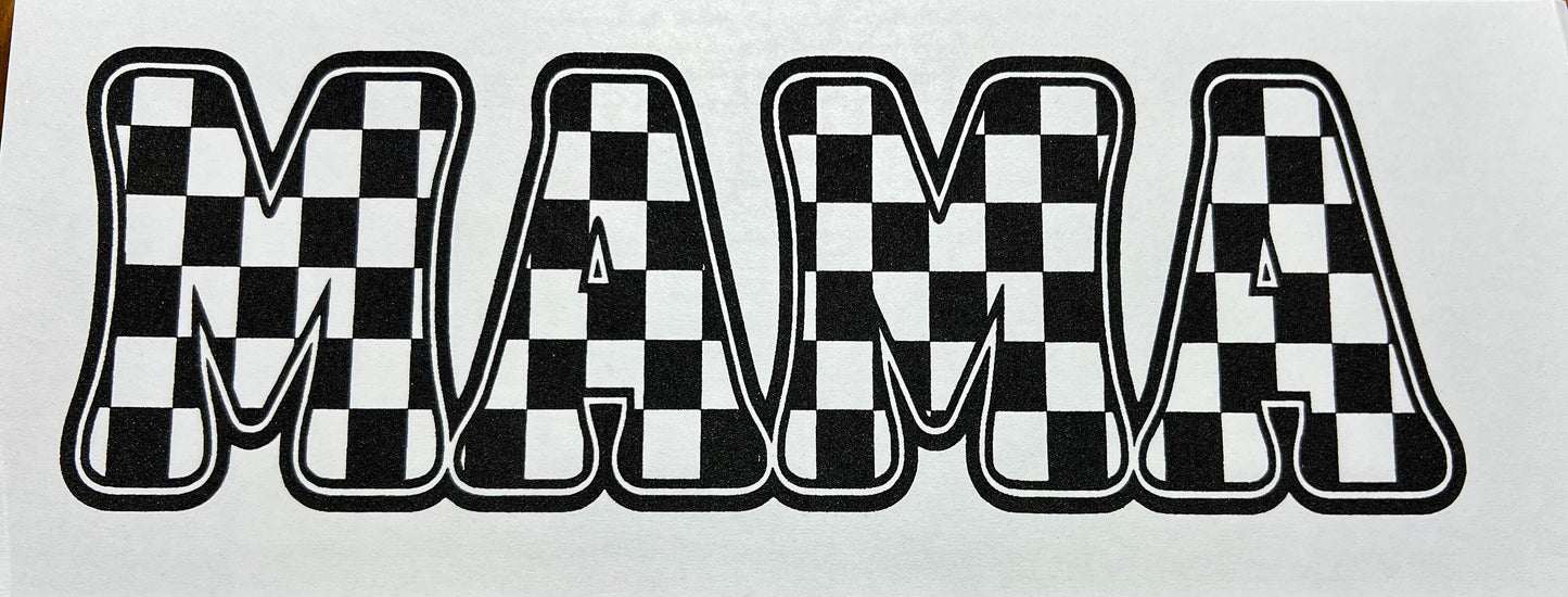 Screen Print Transfer Retro Mama Checkered Single Color | Ready to Press | Screen Print Transfer | Black Ink Screen Print Transfer