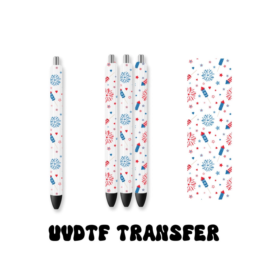 UVDTF Pen Wrap Fireworks 4th of July, Patriotic Pen wrap, Pen Wrap, Epoxy Pen Wrap, Ink Joy Pen Wrap, Permanent Waterproof Adhesive