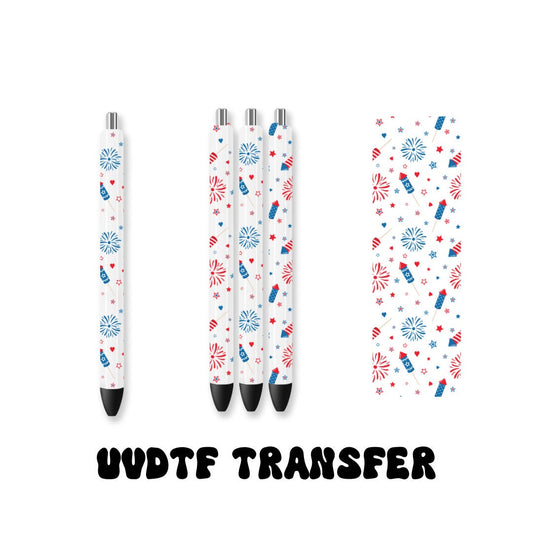 UVDTF Pen Wrap Fireworks 4th of July, Patriotic Pen wrap, Pen Wrap, Epoxy Pen Wrap, Ink Joy Pen Wrap, Permanent Waterproof Adhesive