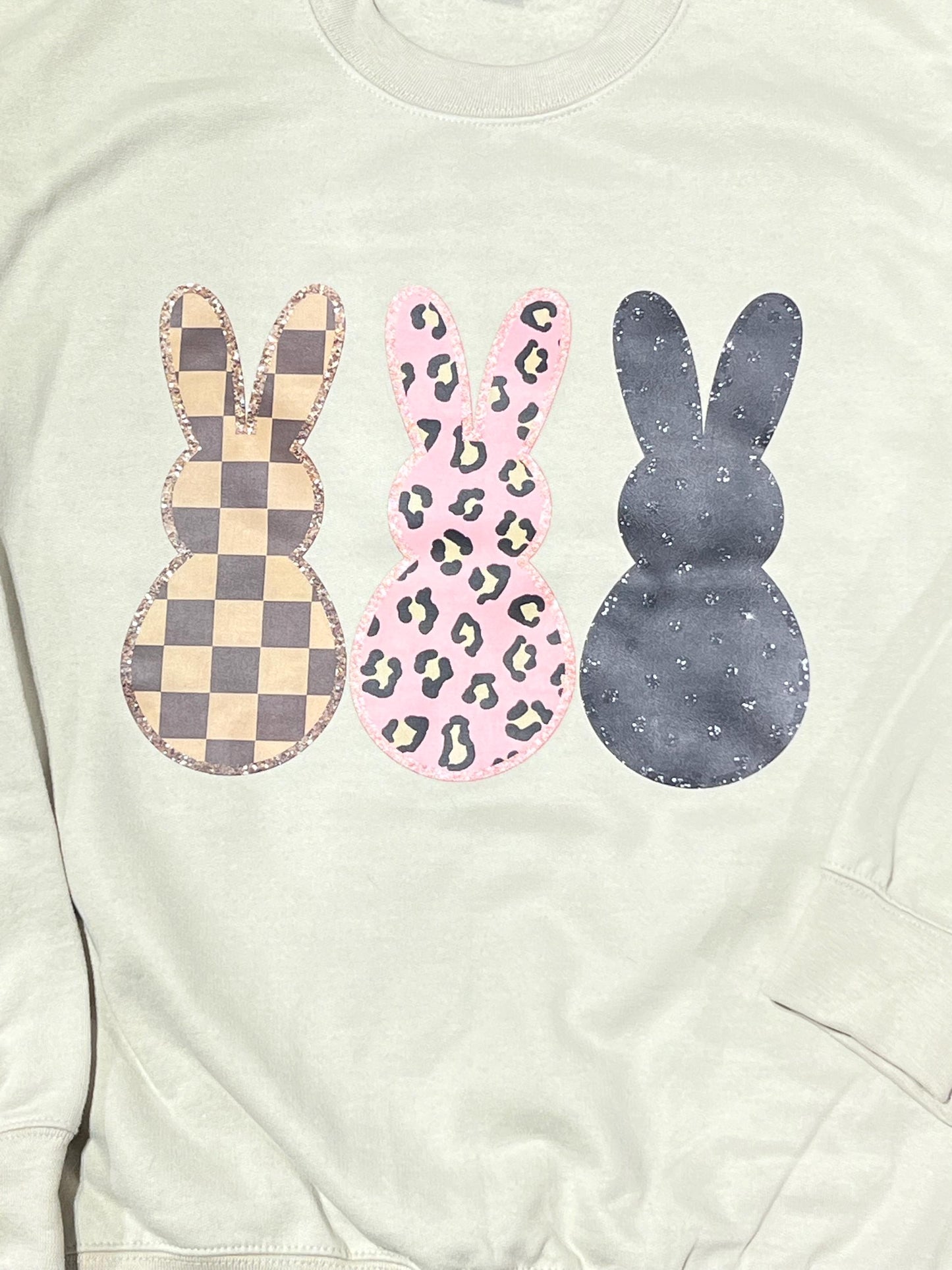 Easter Bunnies Leopard Checkered Colorful, Ready to Press, Screen Print Transfer, Full Color Matte Clear Transfer