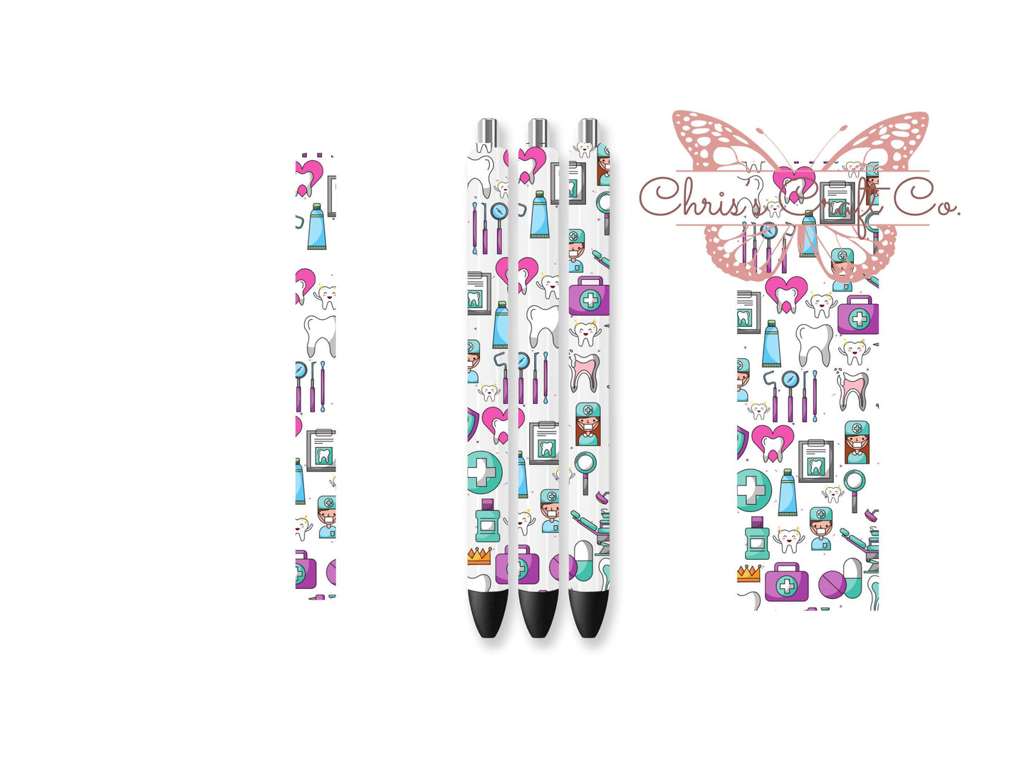 UVDTF Pen Wrap Dental, Dentist Wrap, Ready to Apply, Permanent Waterproof Adhesive, Bundle and Save