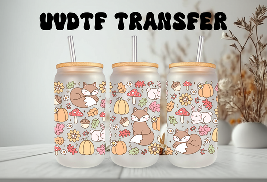 UVDTF Wrap Autumn Forest 16oz Can Glass, Mug, Tumbler, Halloween, Ready to apply, Permanent Waterproof Adhesive