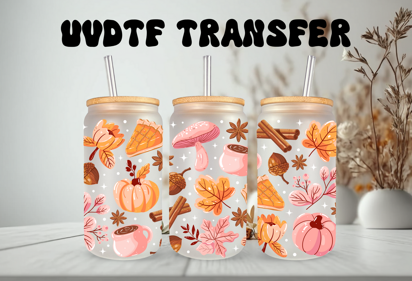 UVDTF Wrap In My Cozy Fall 16 oz Can Glass, Mug, Tumbler, Ready to Apply, Permanent Waterproof Adhesive