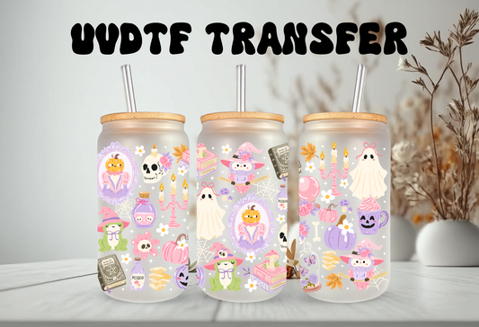 UVDTF Wrap Spooky Witch Halloween 16oz Can Glass, Mug, Tumbler, Halloween, Ready to apply, Permanent Waterproof Adhesive