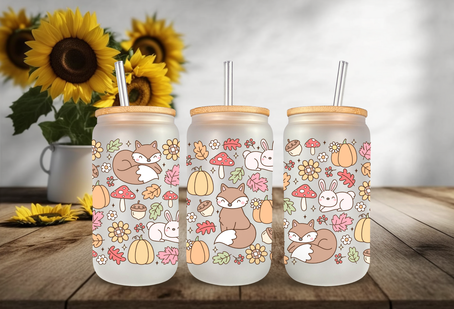 UVDTF Wrap Autumn Forest 16oz Can Glass, Mug, Tumbler, Halloween, Ready to apply, Permanent Waterproof Adhesive