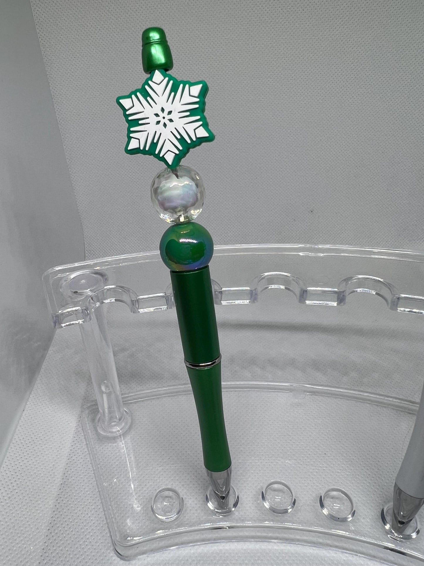 Beaded Pen Snowflake, Fun Pens Acrylic Beads, Custom Pen, Retractable Ink Pen, Gifts for her, Teach