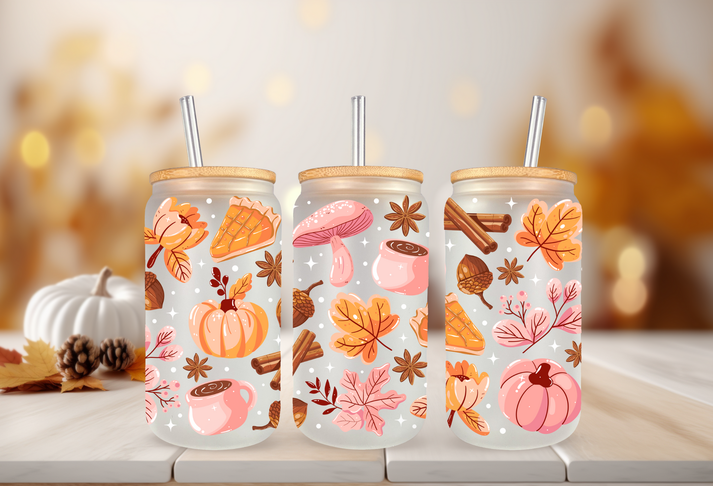 UVDTF Wrap In My Cozy Fall 16 oz Can Glass, Mug, Tumbler, Ready to Apply, Permanent Waterproof Adhesive