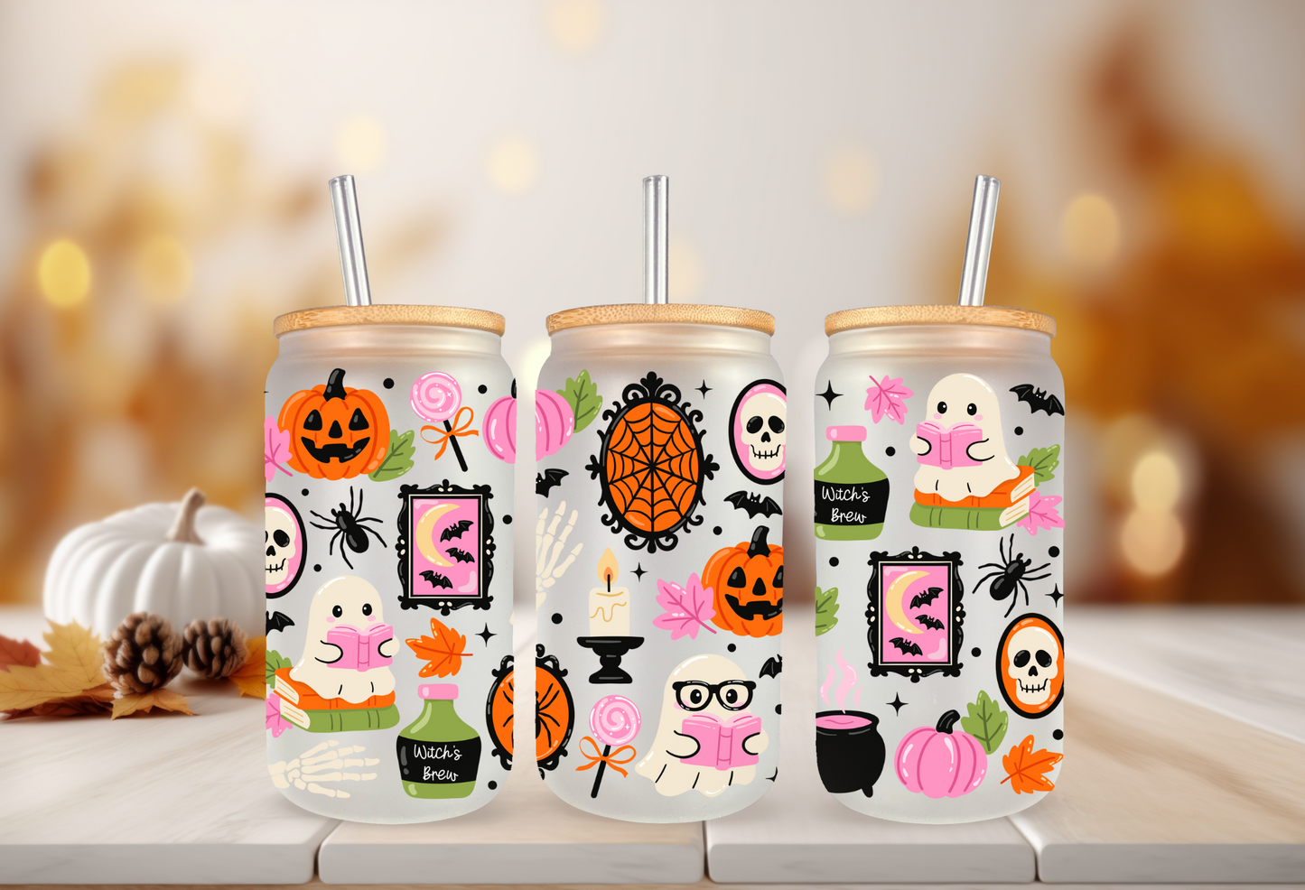 UVDTF Wrap Witchy Boo Crew 16oz Can Glass, Mug, Tumbler, Halloween, Ready to apply, Permanent Waterproof Adhesive