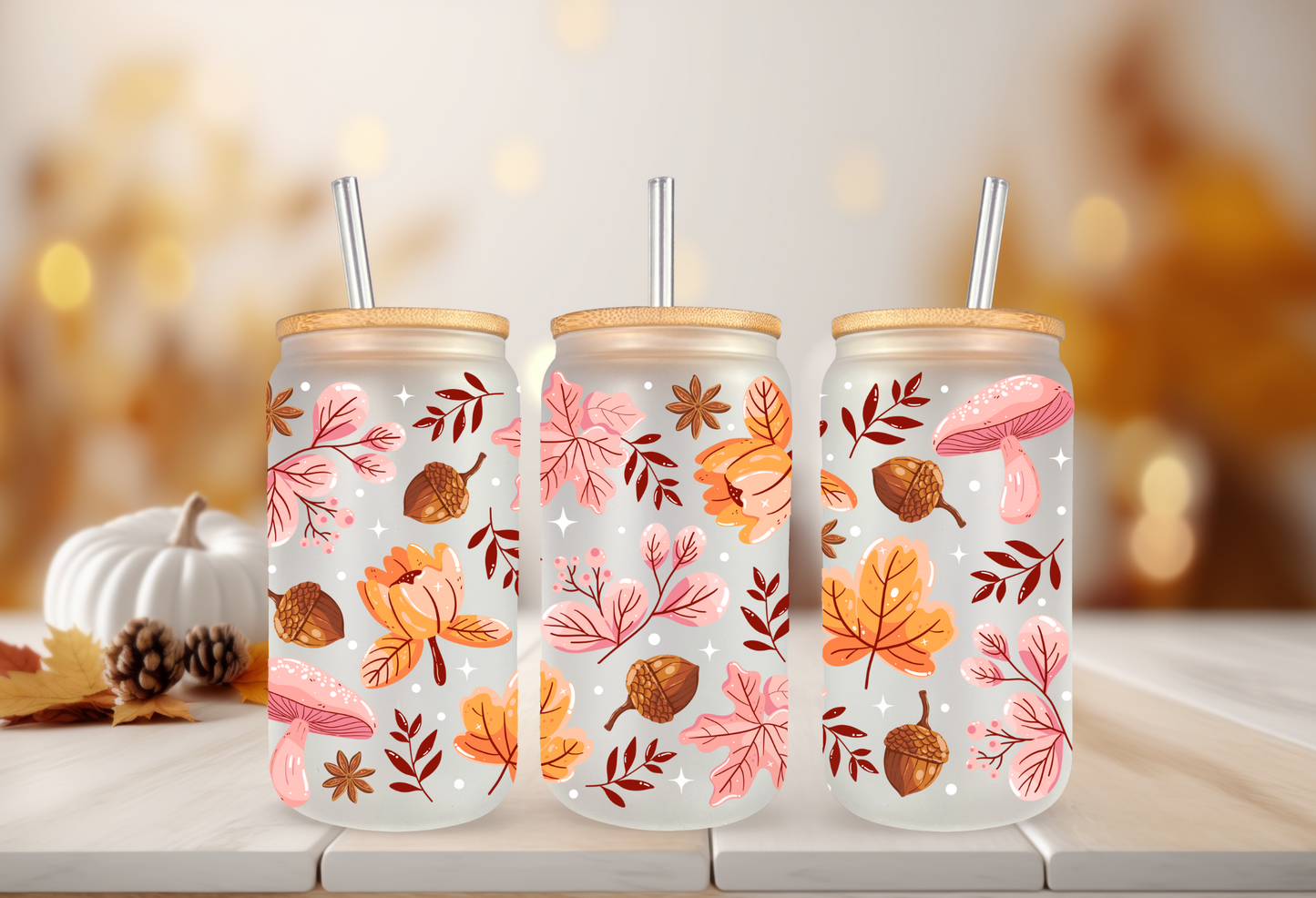UVDTF Wrap Autumn Forest for 16oz Can Glass Mug Tumbler, Ready to Apply, Permanent Waterproof Adhesive