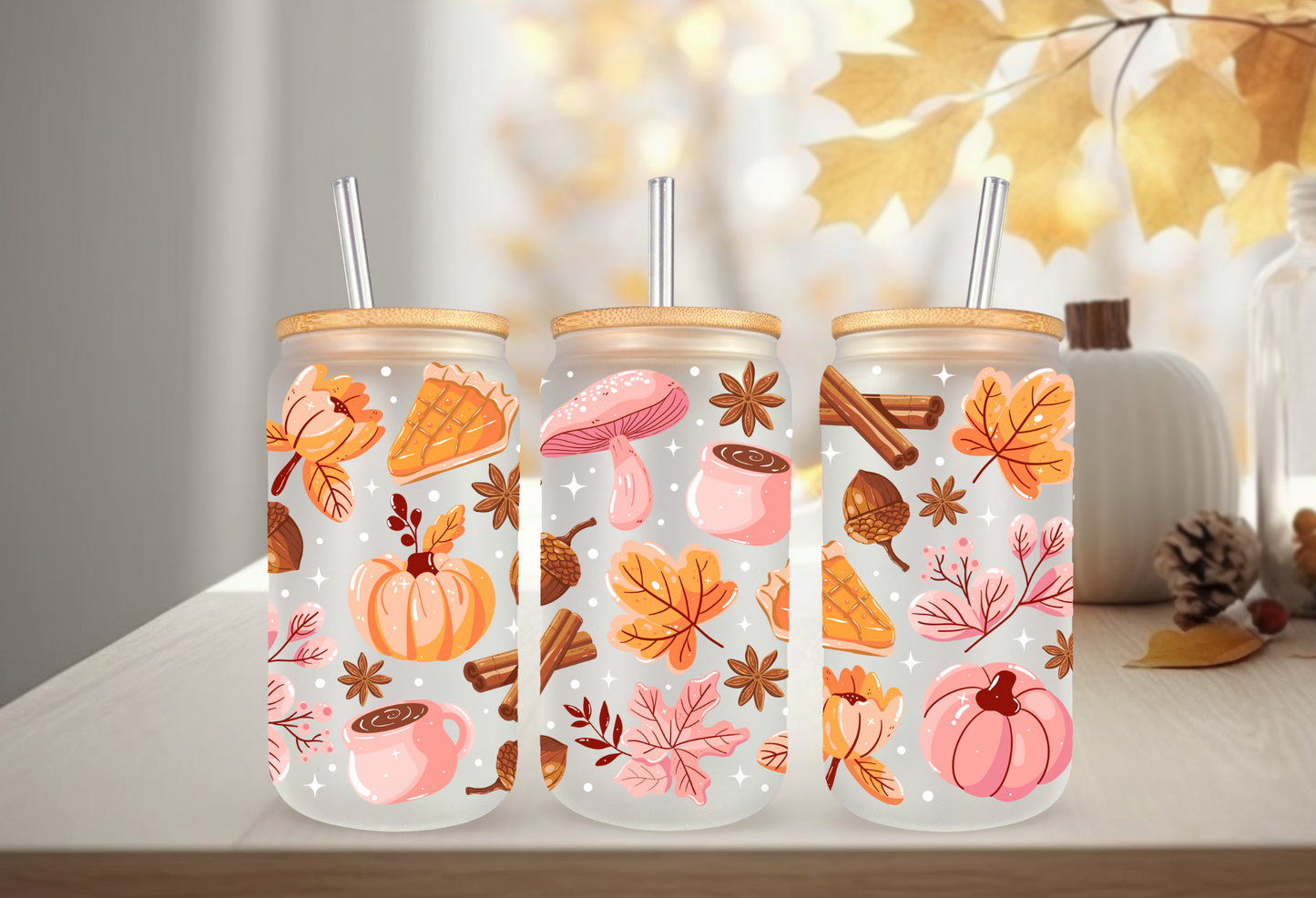 UVDTF Wrap In My Cozy Fall 16 oz Can Glass, Mug, Tumbler, Ready to Apply, Permanent Waterproof Adhesive