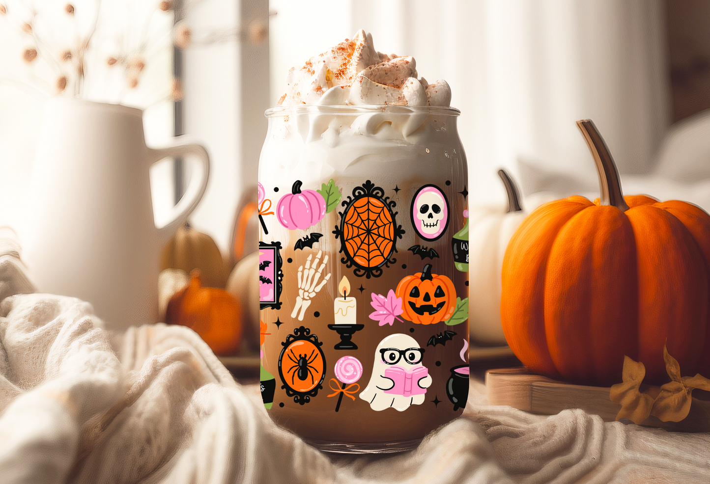 UVDTF Wrap Witchy Boo Crew 16oz Can Glass, Mug, Tumbler, Halloween, Ready to apply, Permanent Waterproof Adhesive