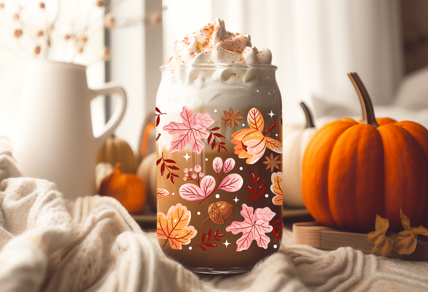 UVDTF Wrap Autumn Forest for 16oz Can Glass Mug Tumbler, Ready to Apply, Permanent Waterproof Adhesive