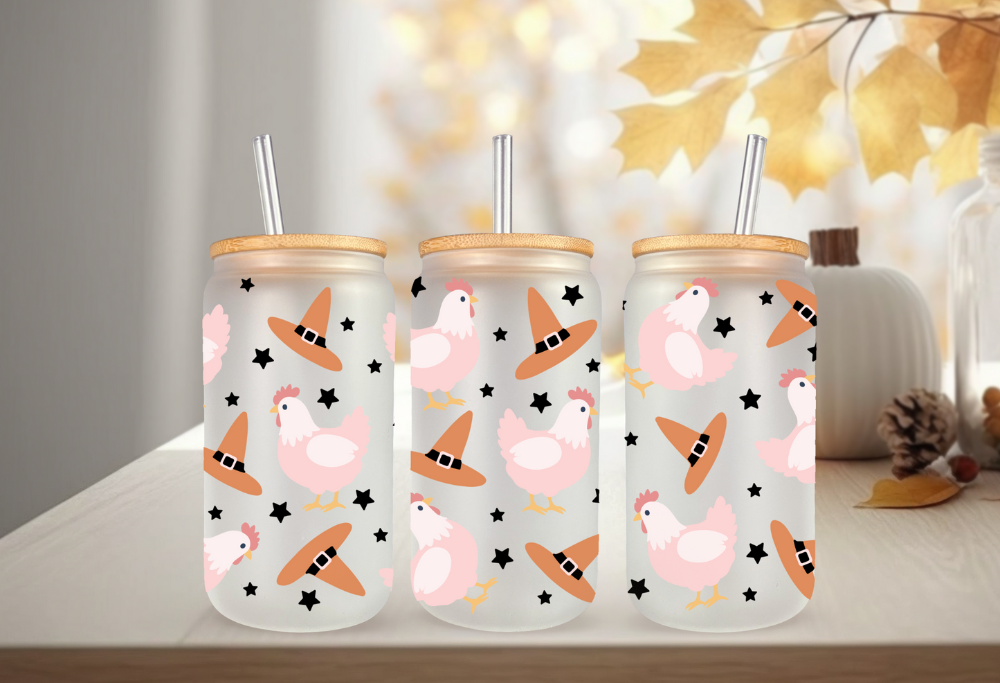 UVDTF Wrap Autumn Forest for 16oz Can Glass Mug Tumbler, Ready to Apply, Permanent Waterproof Adhesive