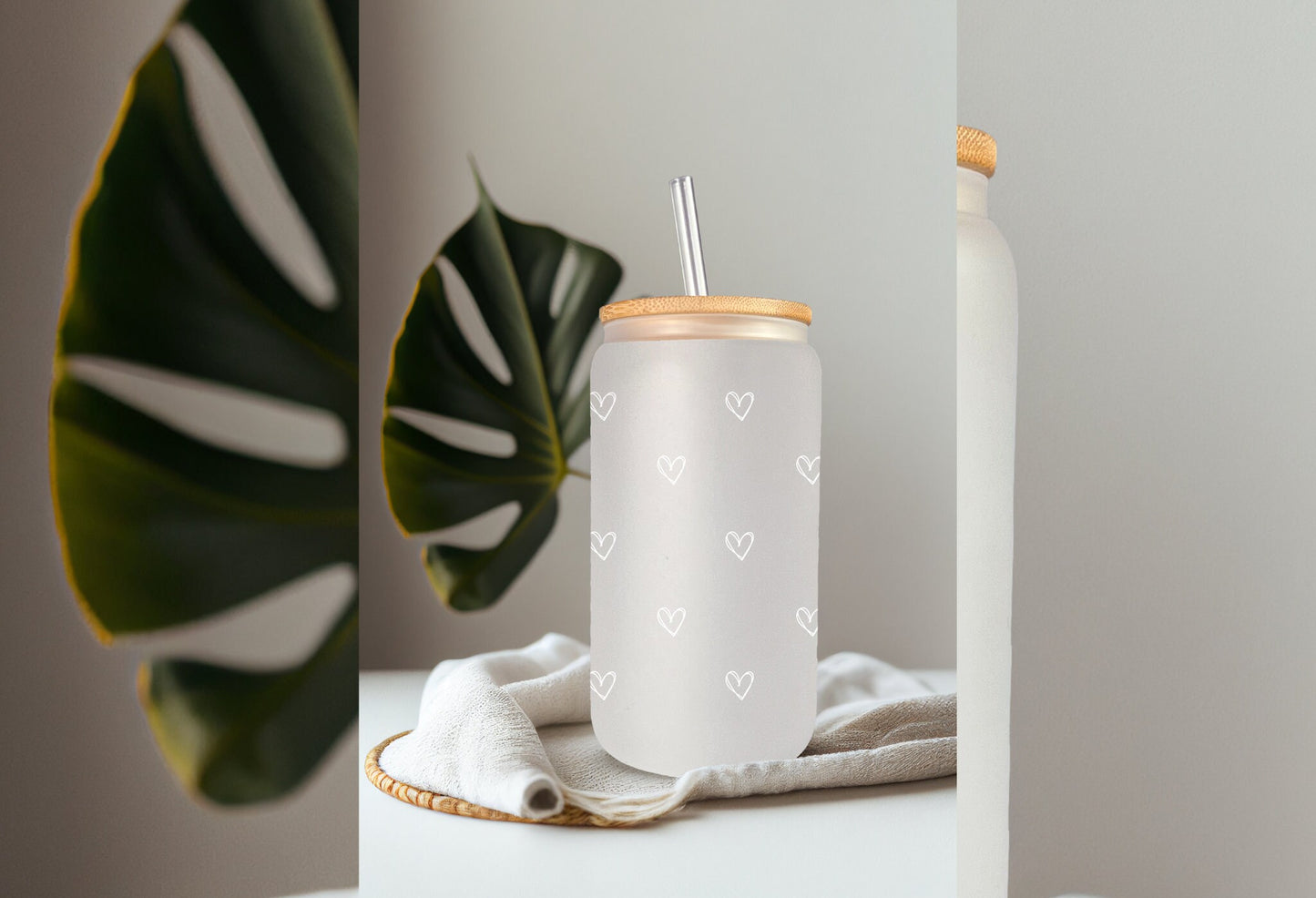 UVDTF Wrap White Mini Hearts  16 oz Can Glass Mug or 40oz Tumbler , Double Sided Print Option, Ready to apply, Permanent Waterproof Adhesive