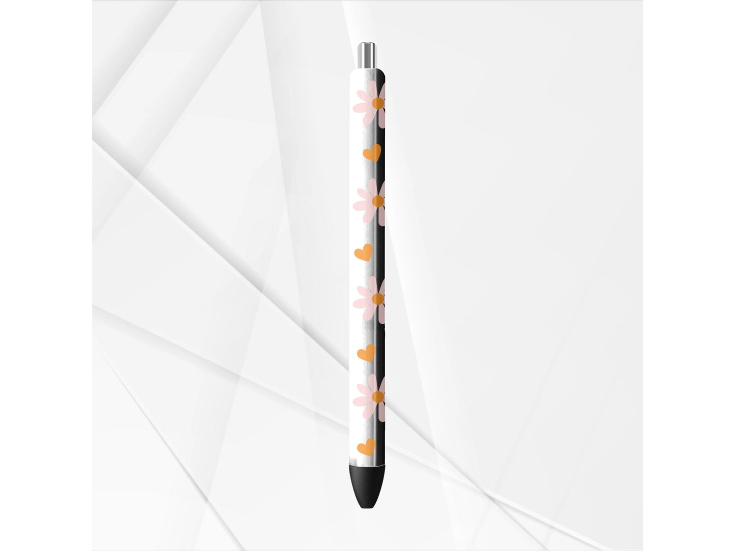 UVDTF Pen Wrap Pink Daisy Hearts, Flower Pen Wrap, Ready to apply, Permanent Waterproof Adhesive
