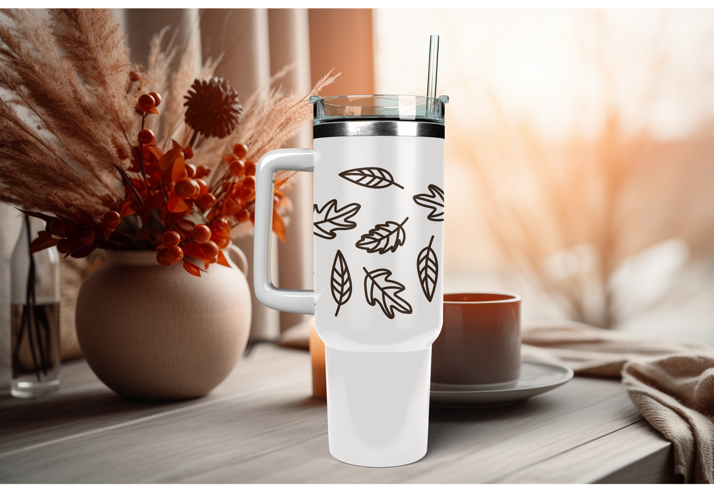 UVDTF Wrap Fall Leaves 16oz Can Glass, Mug, Tumbler, Double Sided Print Option, Ready to Apply, Permanent Adhesive Waterproof