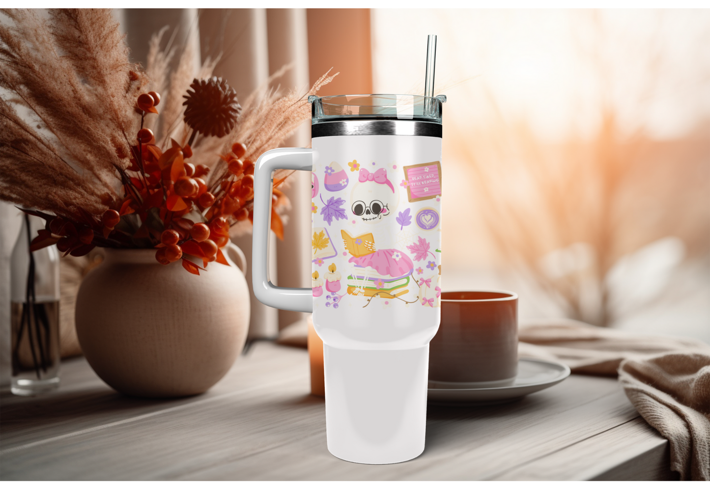 UVDTF Wrap Ghostly Bookish 16oz Can Glass, Mug, Tumbler, Halloween, Ready to apply, Permanent Waterproof Adhesive