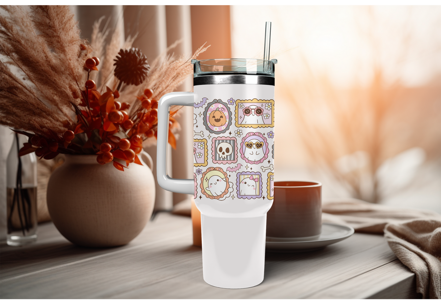 UVDTF Wrap Spooky Ghost Frames for 16oz Can Glass Mug Tumbler, Halloween Wrap, Ready to apply, Permanent Waterproof Adhesive (Copy)