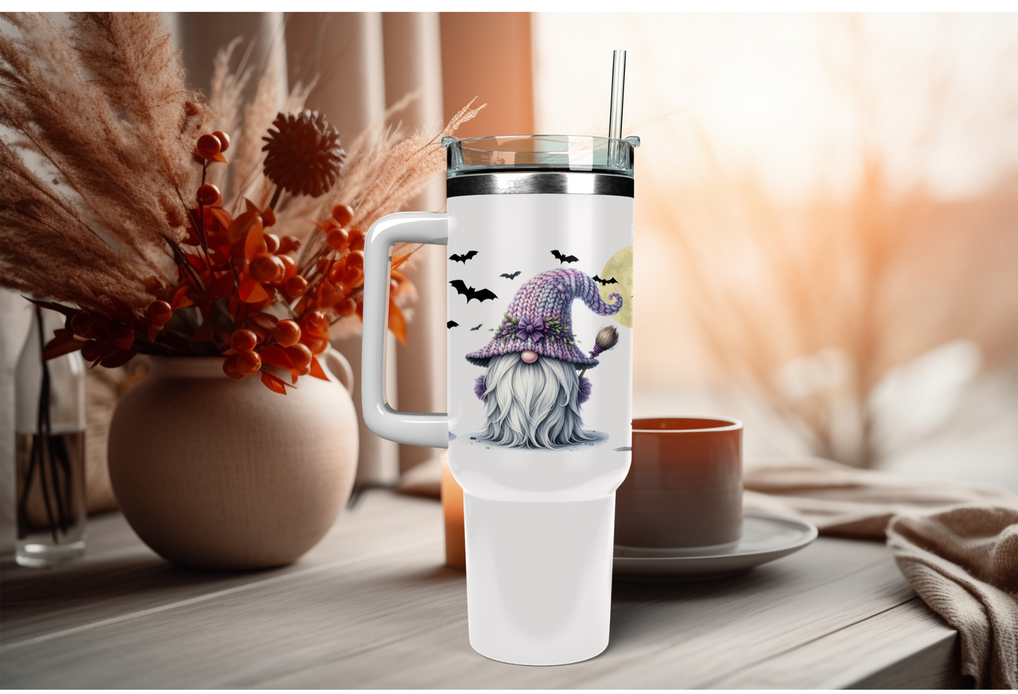UVDTF Wrap Halloween Gnomes Bats 16oz Can Glass Mug Tumbler, Gnome Wrap, Ready to apply, Permanent Waterproof Adhesive
