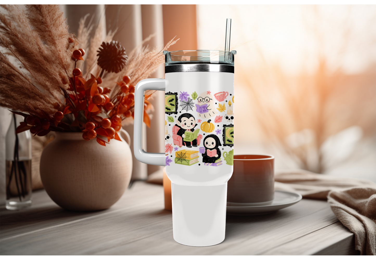 UVDTF Wrap Ghostly Book Club 16oz Can Glass, Mug, Tumbler, Halloween, Ready to apply, Permanent Waterproof Adhesive