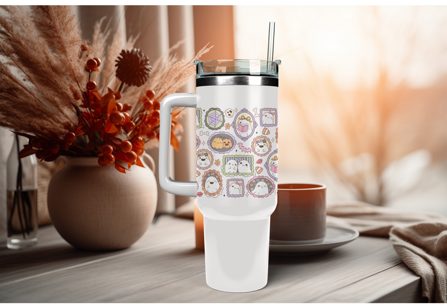 UVDTF Wrap Spooky Ghost Frames for 16oz Can Glass Mug Tumbler, Halloween Wrap, Ready to apply, Permanent Waterproof Adhesive
