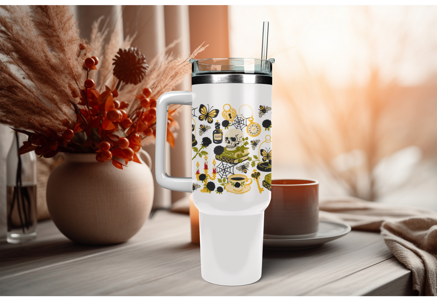 UVDTF Wrap Dark Academia for 16oz Can Glass Mug Tumbler, Halloween Wrap, Ready to apply, Permanent Waterproof Adhesive