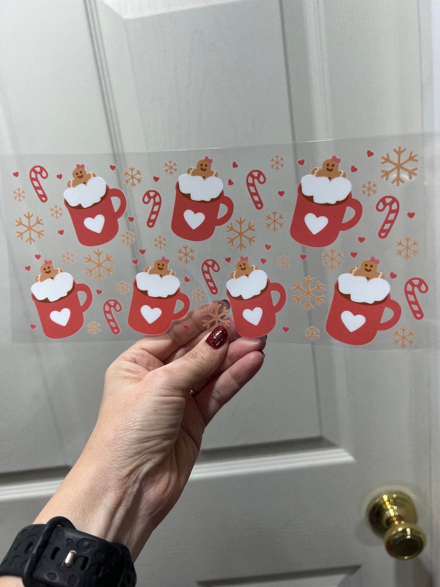 UVDTF Wrap Hot Cocoa Gingerbread Cookie for 16oz Can Glass Mug Tumbler, Ready to Apply, Permanent Waterproof Adhesive