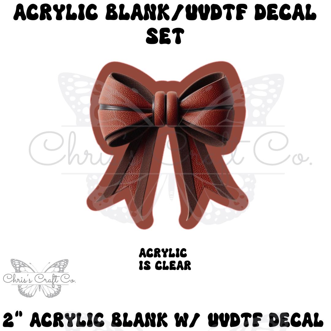 Acrylic Blank Coquette Basketball Bow UVDTF Decal Set, DIY Crafts & Projects, Bow Blank and UVDTF sticker, Unfinished Badge Reel
