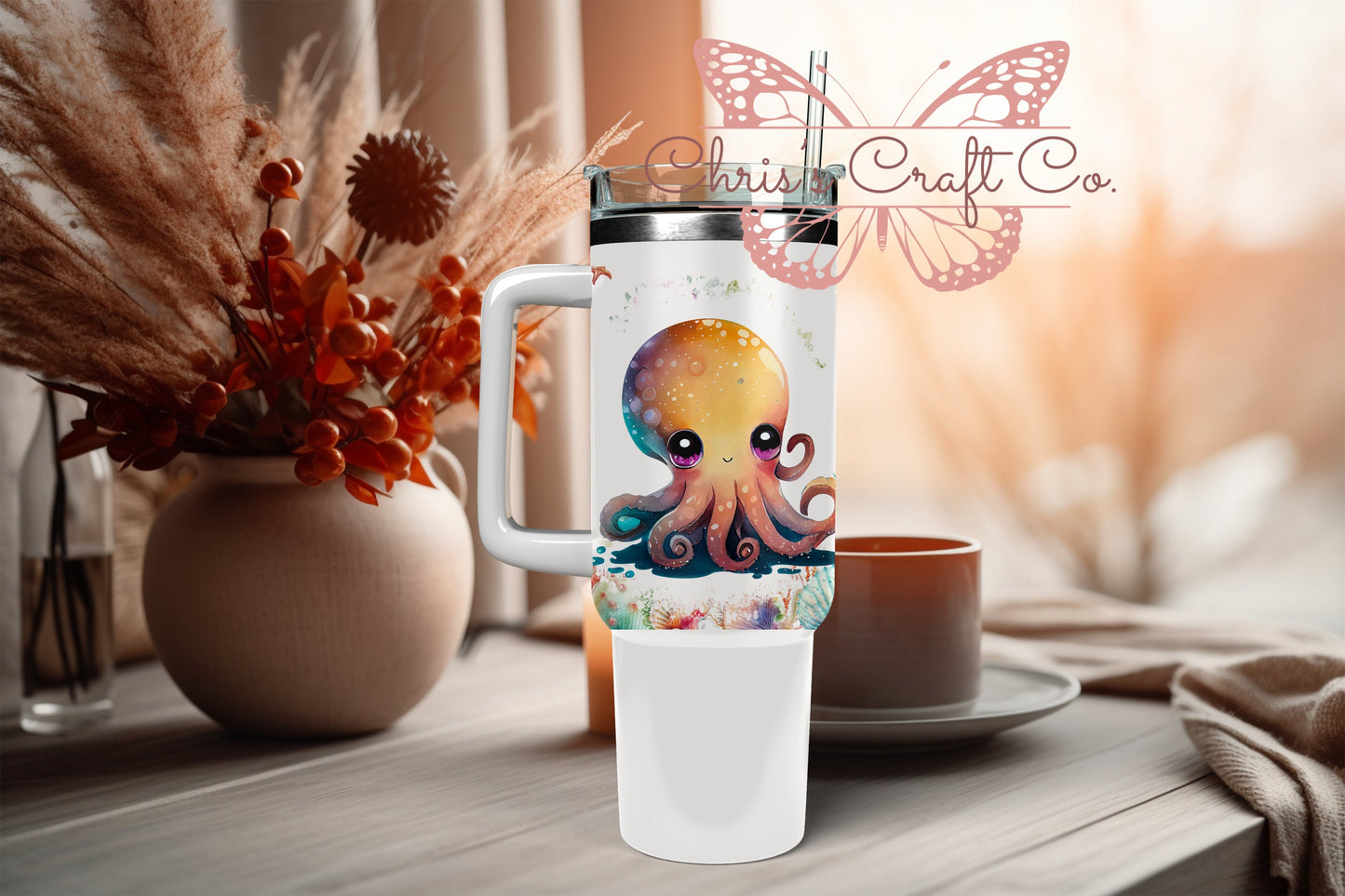 UVDTF Wrap Colorful Octapus Seashells 16oz Can Glass Mug Tumbler, Ready to apply, Permanent Waterproof Adhesive, Add on a Cup