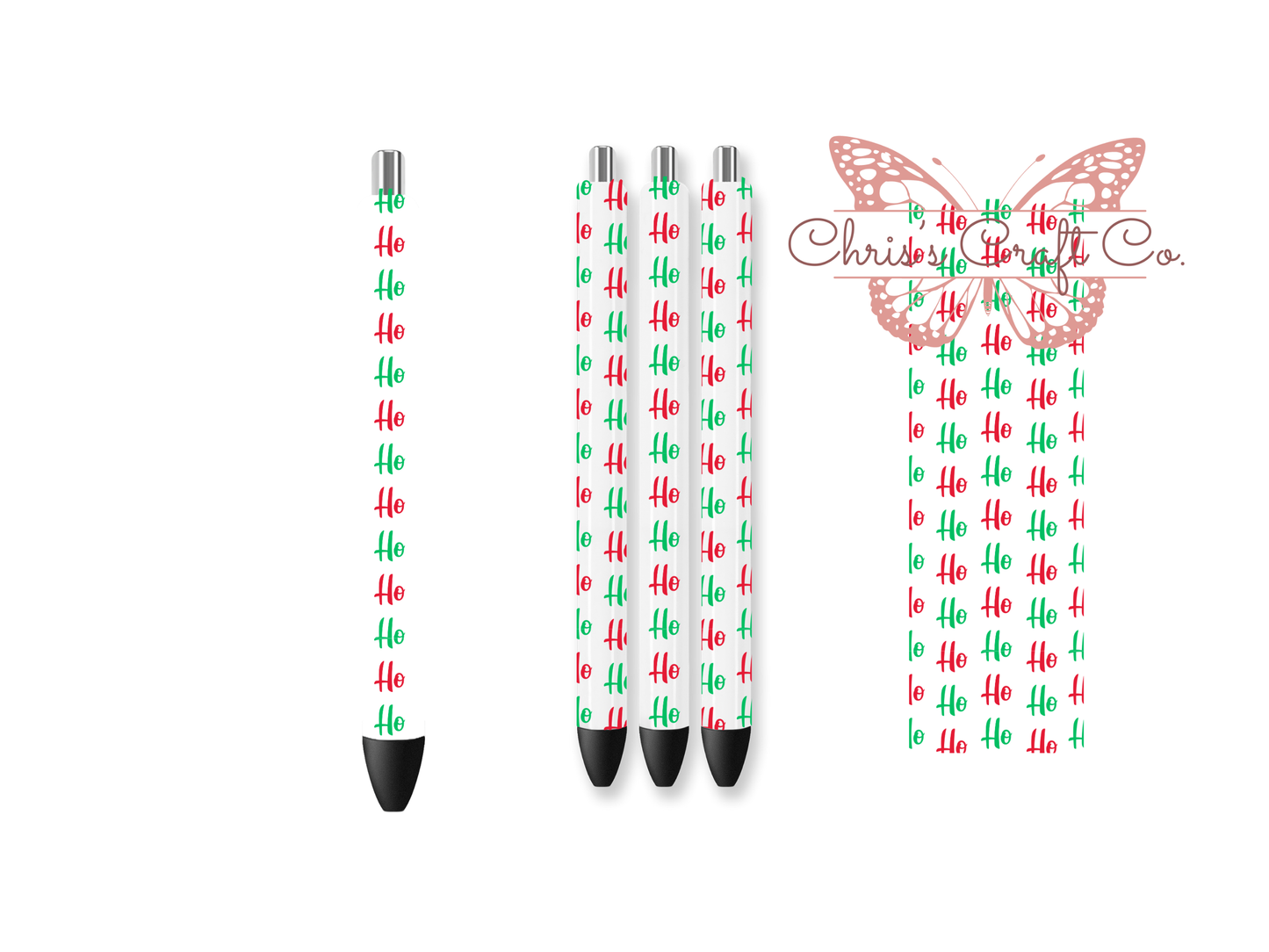 UVDTF Pen Wrap Ho Ho Ho, Christmas Design, Ready to Apply, Permanent Waterproof Adhesive
