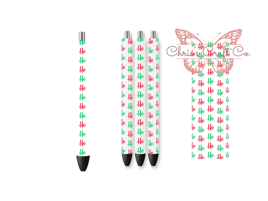 UVDTF Pen Wrap Ho Ho Ho, Christmas Design, Ready to Apply, Permanent Waterproof Adhesive