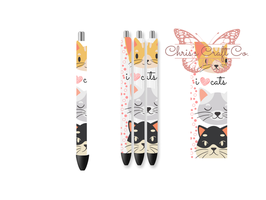 Cat Love UVDTF Pen Wrap: Permanent Adhesive Waterproof