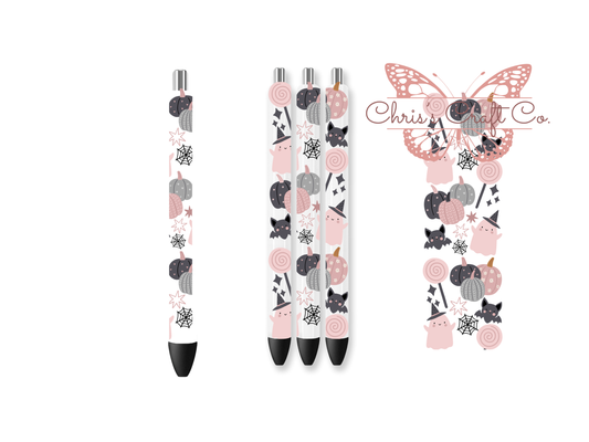 UVDTF Pen Wrap Pink Ghost, Halloween Pen Wrap, Permanent Adhesive Waterproof, Ready to apply