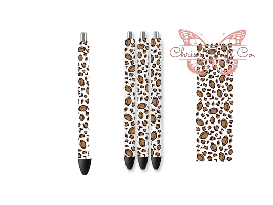 UVDTF Pen Wrap Football Leopard Print, Permanent Adhesive Waterproof, Ready to apply