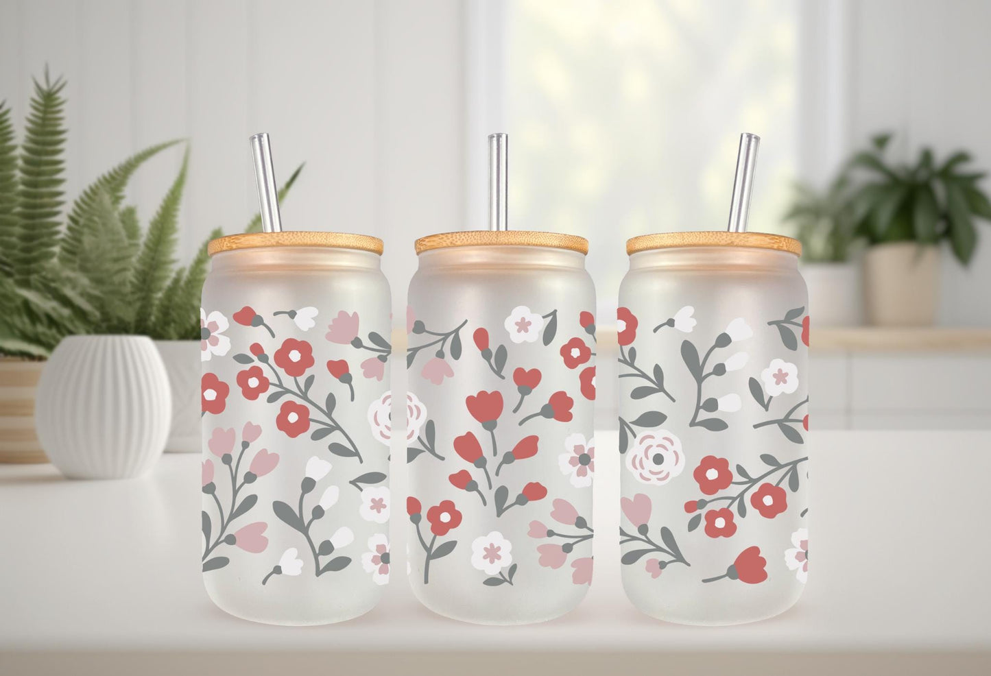 UVDTF Wrap Floral Summer Bloom for 16oz Can Glass Mug Tumbler, Flower Wrap, Ready to Apply, Permanent Waterproof Adhesive