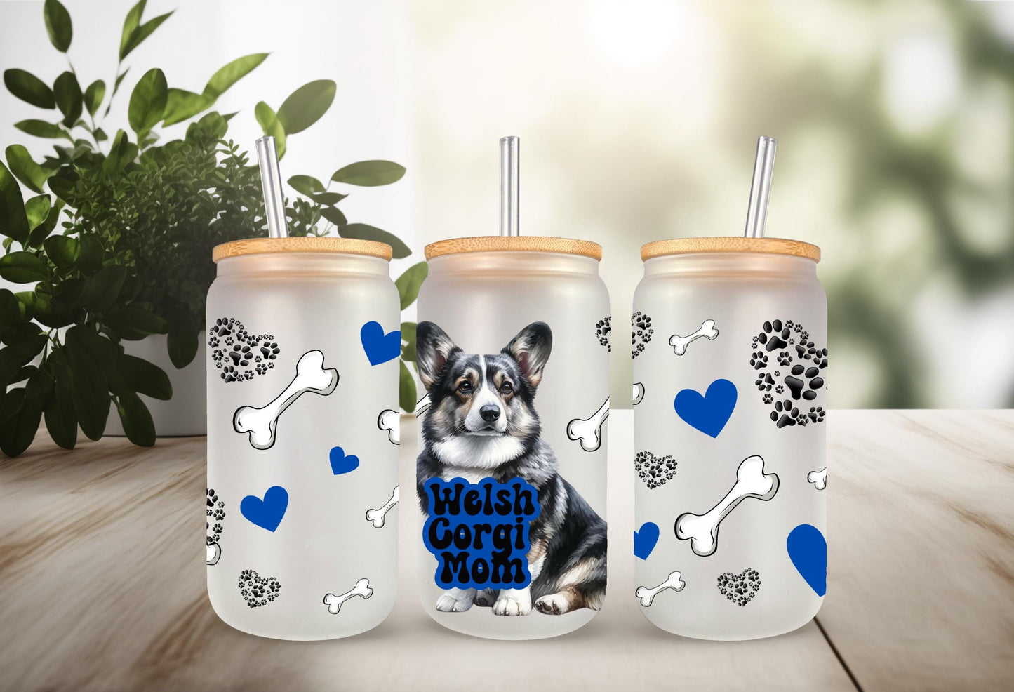 UVDTF Wrap Corgi Mom for 16oz Can Glass Mug Tumbler, Dog Mom Wrap, Ready to apply, Gifts for Her, Permanent Waterproof Adhesive