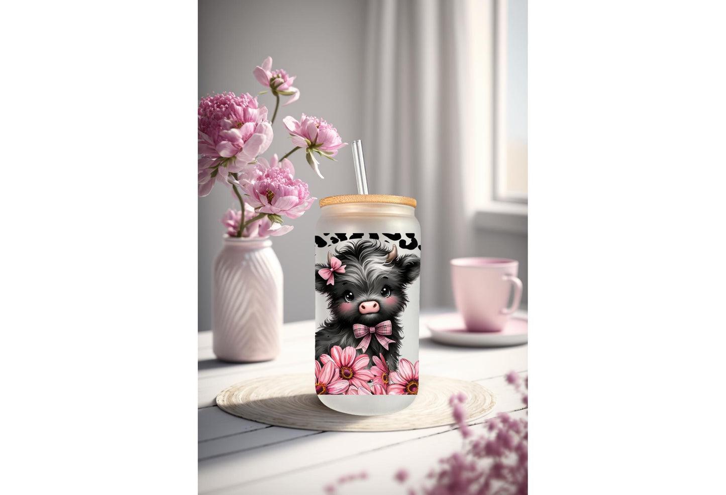 UVDTF Wrap Highland Cow Daisy Leopard Print 16oz Can Glass Mug Tumbler Wrap, Geese Wrap, Ready to apply, Permanent Adhesive
