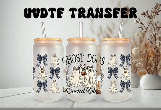 UVDTF Wrap Ghost Dog Social Club Coquettes Bows 16oz Can Glass, Mug, Tumbler, Ready to Apply, Permanent Waterproof Adhesive