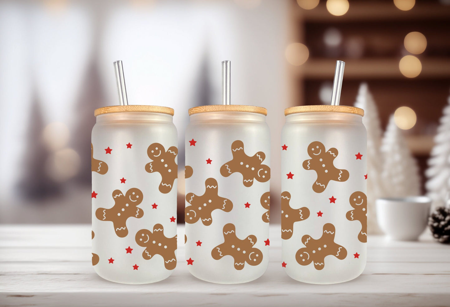 UVDTF Wrap Gingerbread Cookie for 16oz Can Glass, Mug, or  Tumbler, Ready to Apply, Permanent Waterproof Adhesive