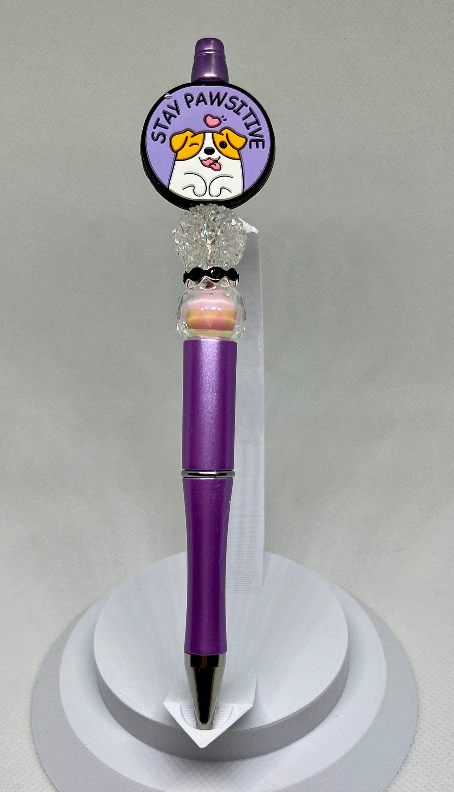 Stay Pawsitive Beaded Pen, Sarcastic Pen, Fun Pens Acrylic Beads, Custom Pen, Retractable Ink Pen, Gifts, Graduation