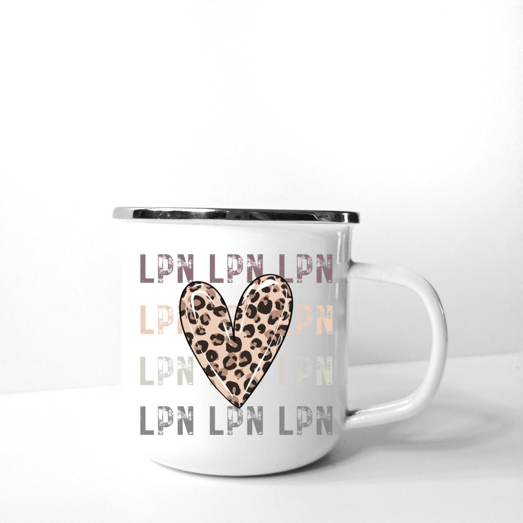UVDTF Decal LPN Nurse Leopard Heart, 16oz Can Glass, Mug, or Tumbler, Shot glass, Keychain, Ready to Apply, Permanent Adhesive Waterproof